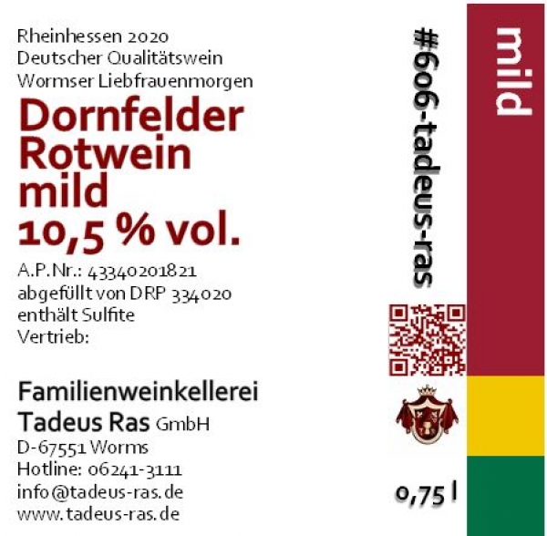 Dornfelder mild 2020